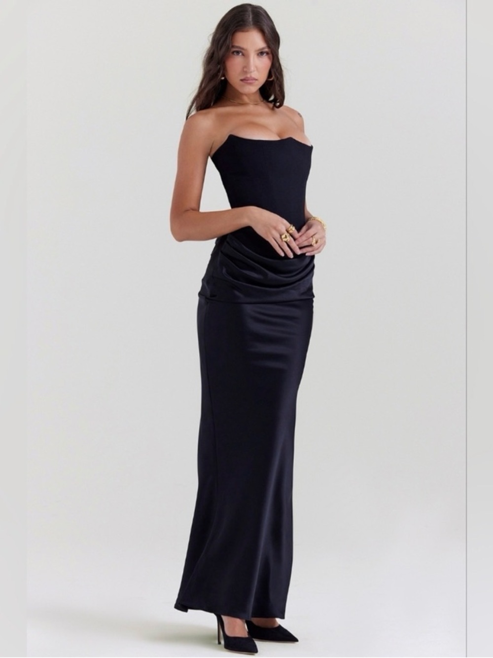 House of CB Black 'Persephone' Maxi Strapless Dress corset - Picture 9 of 9